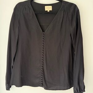 SEZANE 100% Silk Black Button Up Blouse